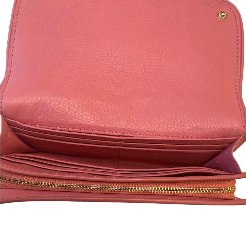 Tory Burch Britton Duo Envelope Continental Pink Leather Wallet - Picture 8 of 15